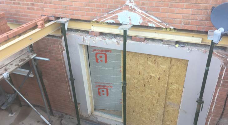 Three RSJs installed to hold up the back of the house
