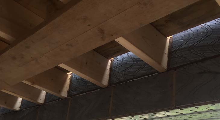 Timber joists pointed to help with airtight sealing