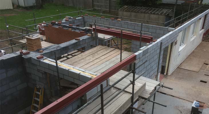 Wall plate top right to bottom left with RSJ in place Wall plate top right to bottom left with RSJ in place