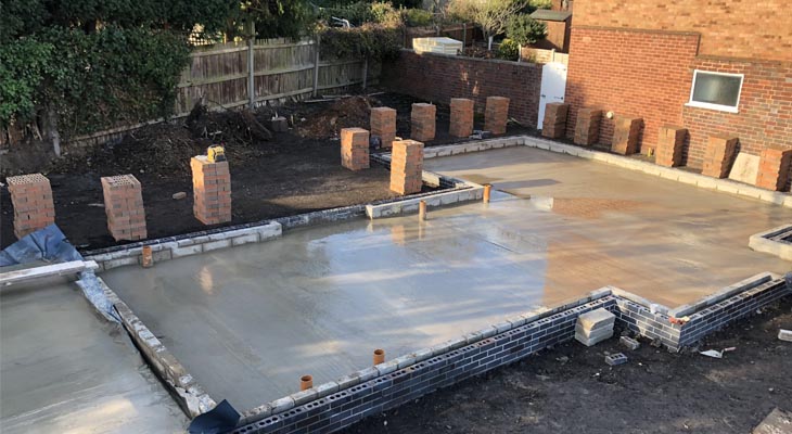 Concrete pad poured at Pelsall new build.